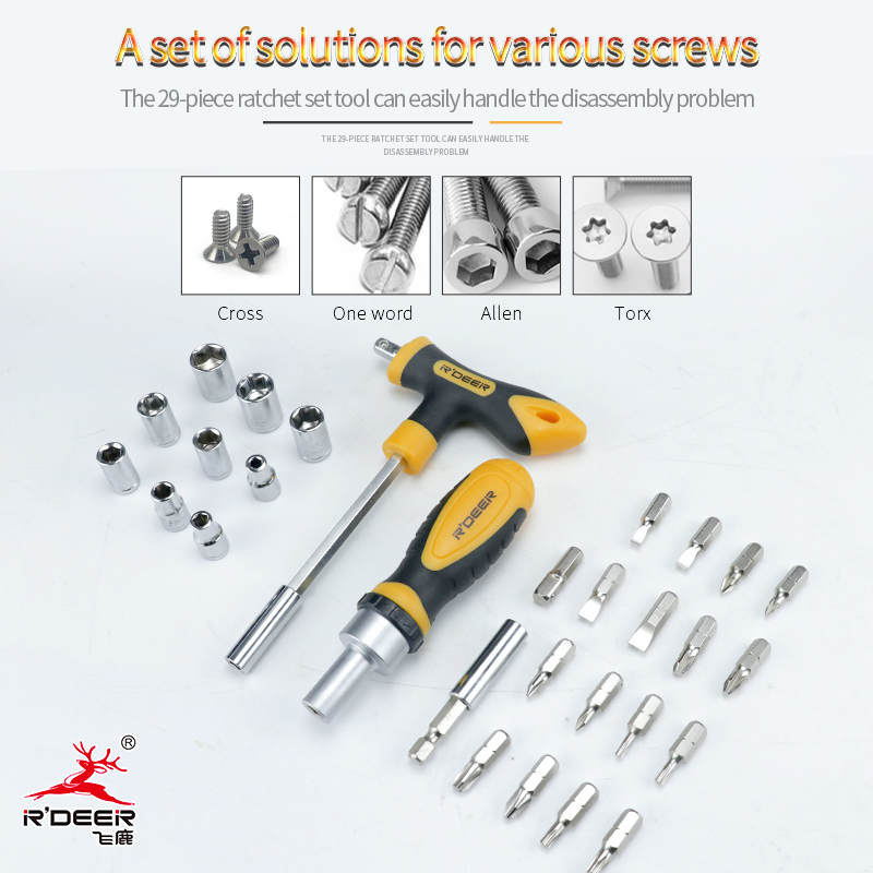 Quick Chuck Telecom Screwdriver Set / Telecom Screwdriver Set / 29-Piece Ratchet Tool Set