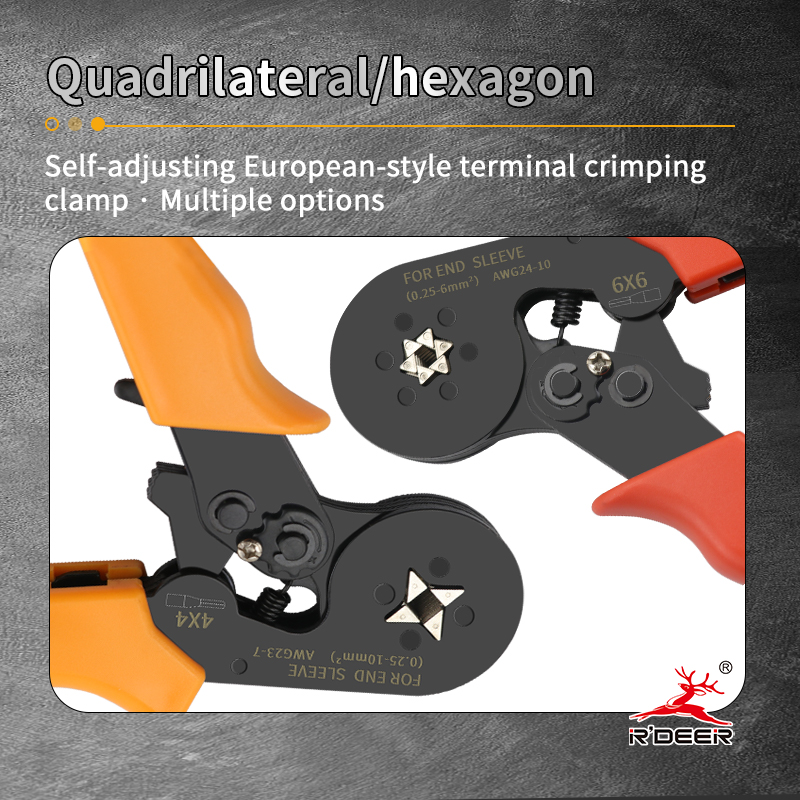 Self-adjusting European Terminal Crimping Pliers (quadrilateral, Hexagonal)