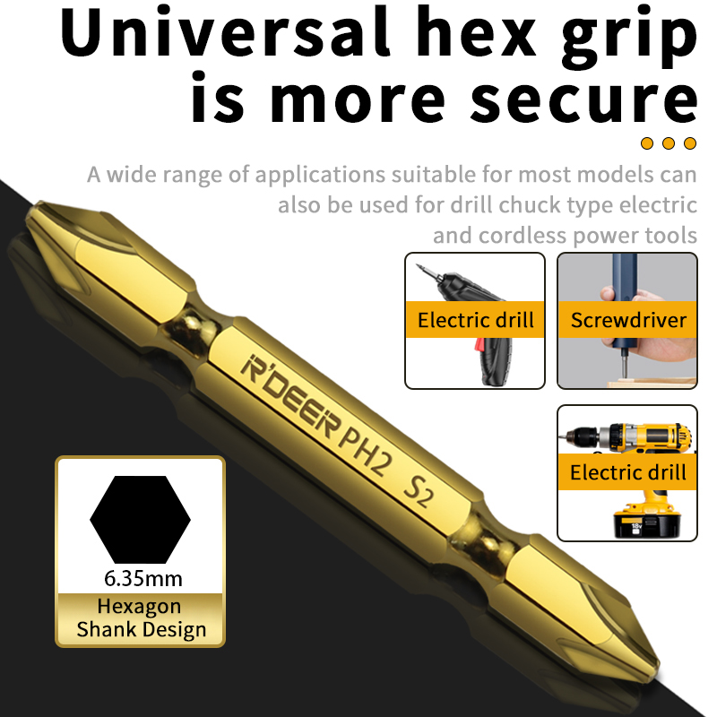 Golden Double-head Magnetic Screwdriver Bit