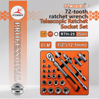 25-piece 12.5MM Telescopic Ratchet Socket Set