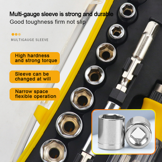 R'DEER CR-V Steel Ratchet Screwdriver & Socket Set - 56-Piece & 65-Piece Versions