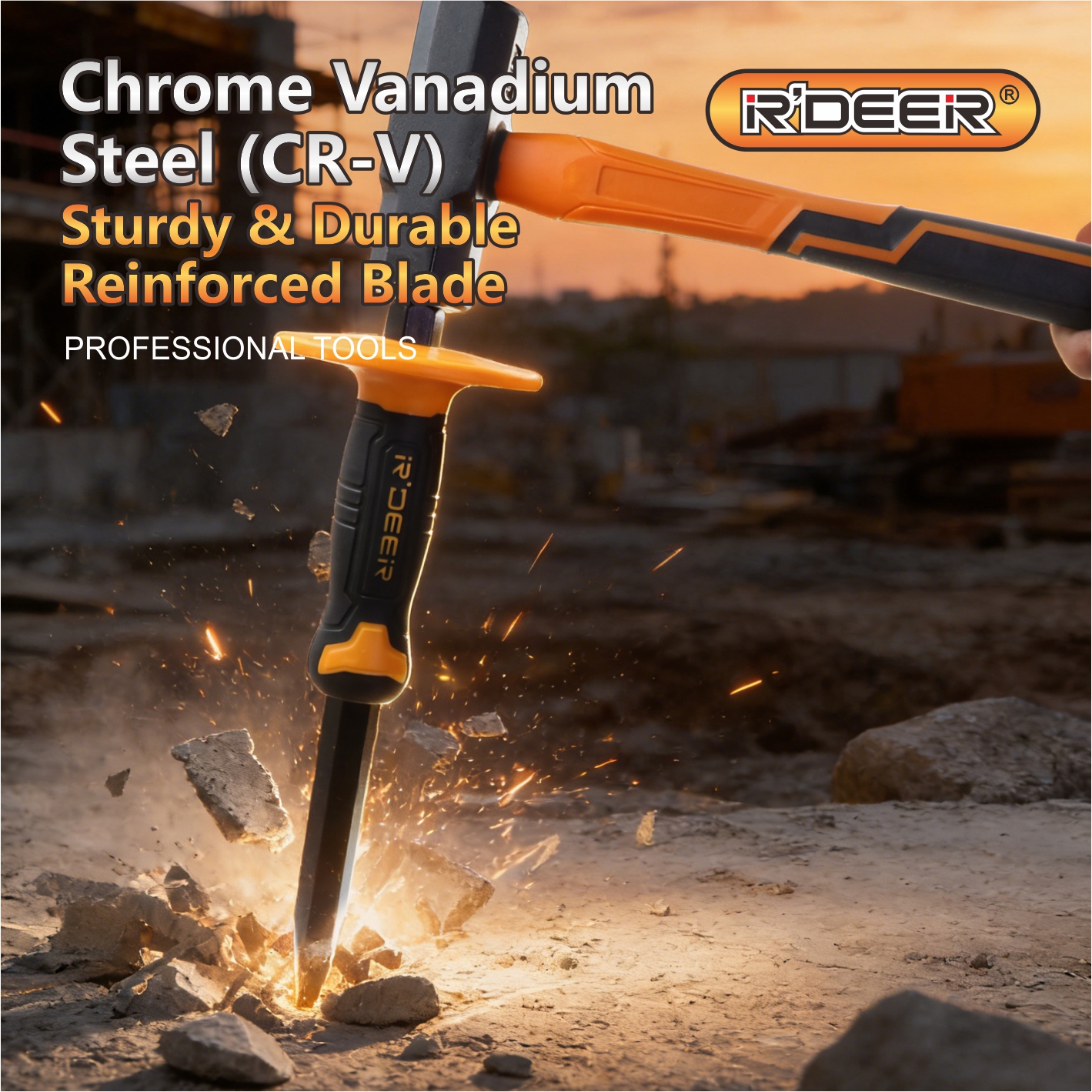 Octagonal Flat Steel Chisel with Plastic Handle & Octagonal Pointed Steel Chisel with Plastic Handle