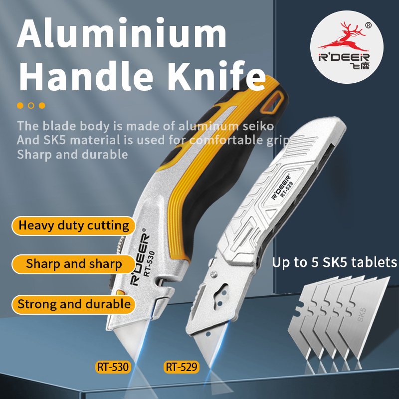 Aluminum Handle Folding Utility Knife, Aluminum Handle Heavy-Duty Utility Knife