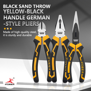 Yellow And Black Handle Steel Wire Pliers, Needle-nose Pliers, Diagonal Cutting Pliers