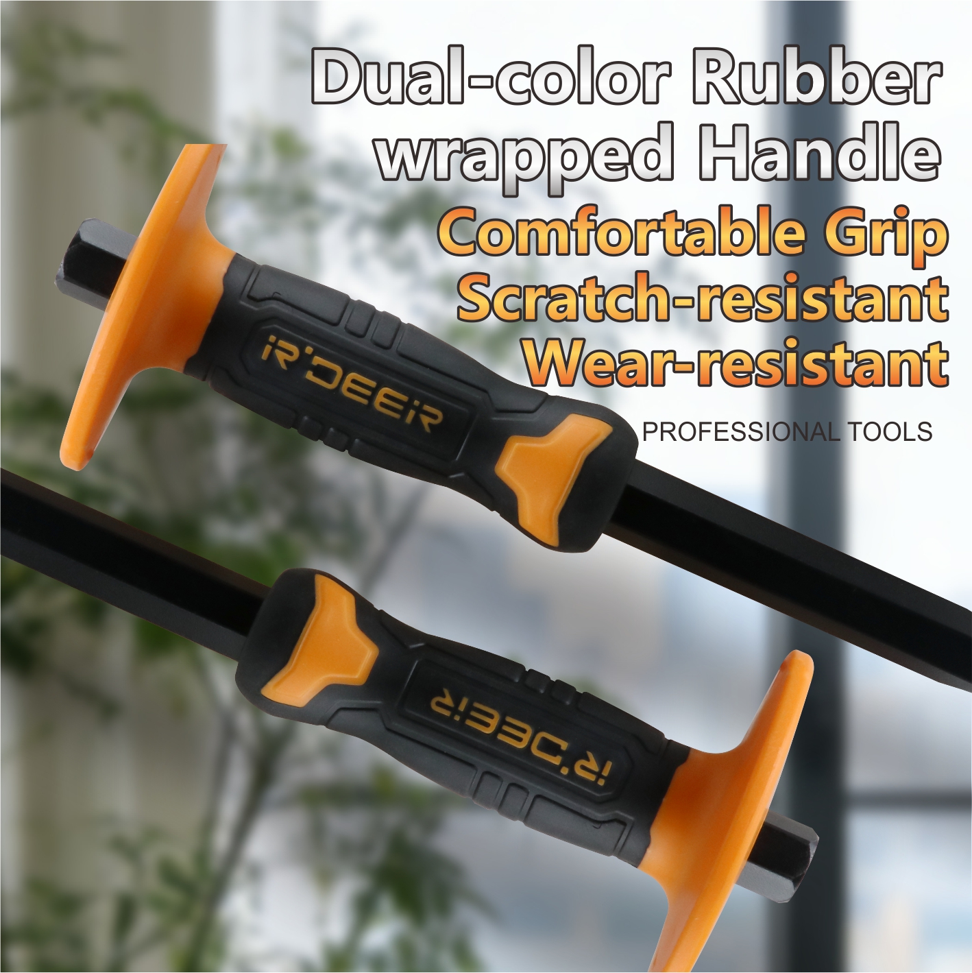 Octagonal Flat Steel Chisel with Plastic Handle & Octagonal Pointed Steel Chisel with Plastic Handle